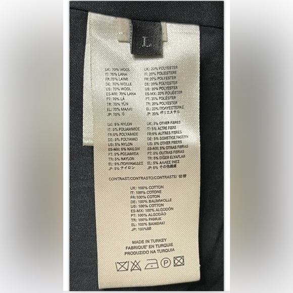 DIESEL Pea Coat Wool Black MEN'S Large L Button Epaulet Trench Military SLIM FIT - Picture 5 of 6